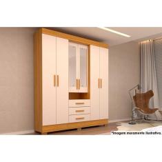 Guarda Roupa 6 Portas (2 c/ Espelho) e 3 Gavetas Débora Nature/Off White - ACP