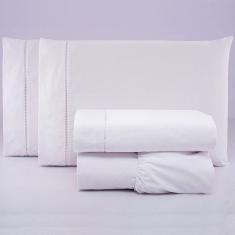 Jogo De Lençol Queen Percal 200 Fios 4 Peças - Branco