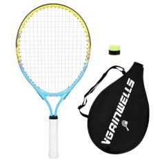 vgainwells Raquete de tênis infantil de 43 a 58 cm para crianças de 2 a 9 anos, leve e durável, incluindo 1 fita de substituição e 1 raquete de tênis infantil (amarelo azul)