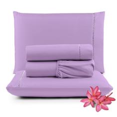 Jogo De Lençol Primor Casal 4 Peças Percal 400 Fios Ponto Palito - Lilás