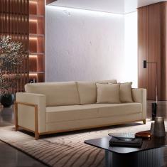 Sofá Fixo 3 Lugares Paris Linho Bege