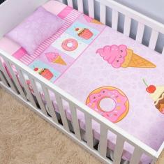 Jogo de Lençol de Berço Americano 3 Peças Infantil Bebês Estampado Fro