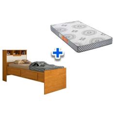 Colchão Solteiro Pérola Polar + Cama Ravena Cinamomo-off White