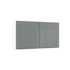 Armário Aéreo Madesa Lux 120 cm 2 Portas - Branco/Cinza