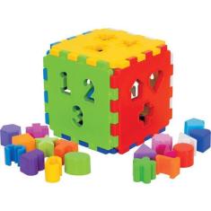 Cubo Didático Colorido Com Blocos De Encaixar Merco Toys 403