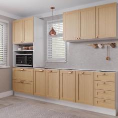 Cozinha Modulada 4 Peças sem Tampo 1 Torre 1 Aéreo 2 Balcões Arizona Cabecasa Madeiramadeira Figueira