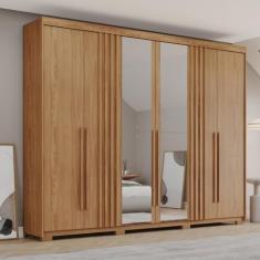 Guarda-roupa Casal 6 Portas 4 Gavetas com Espelho Norton Nature