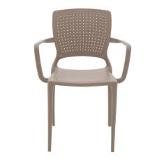 Cadeira Tramontina Safira Summa Em Fibra Camurça Com Braços