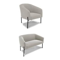 Sofá Namoradeira e Poltrona Pé Ferro Preto Stella Bouclê D03 - D`Rossi