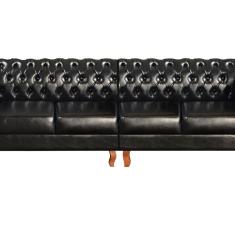 Sofá Duquesa Chesterfield Modulado 4 Lugares Decoração Recepção Preto
