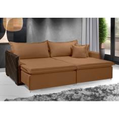 Sofá Sem Caixa Retrátil Reclinável MÔNACO 2,00m ESTILO ESTOFADOS - França Linhosoft COR &quot;Terracota&quot;