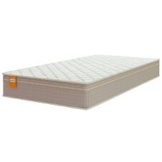 Colchão Solteiro Molas Qatar 88x188x22cm Bege/Branco Inducol - Suporta Até 200 Kg Por Pessoa