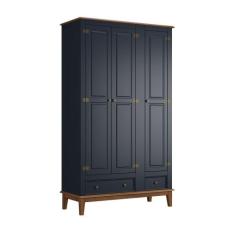 Guarda-Roupa Rústico 3 Portas e 2 Gavetas - Madeira Maciça e MDF - Apa