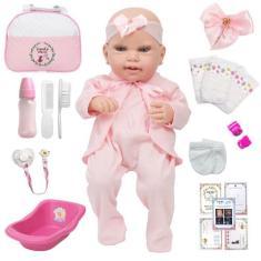 Boneca Tipo Reborn Lara Corpo 100% Vinil + Banheira Infantil - Cegonha