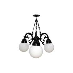 Lustre Colonial para Teto com Corrente em Alumínio 03 Globos - Luminár