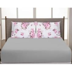 Jogo De Lençol Cama Box Queen 3 Peças Percal 200 Fios Toque Macio Rosa