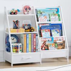 Estante infantil e organizador de brinquedos, estante de 3 camadas para crianças, estante Montessori para quartos de crianças, quarto, sala de jogos, berçário, organizador de armazenamento de