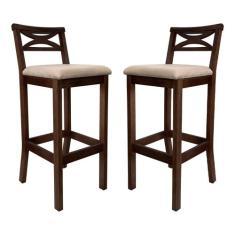Kit 2 Banquetas Media Estofada para Bancada Madri Madeira Capuccino Su