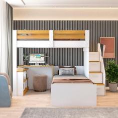 Beliche Multifuncional Solteiro Adulto com Escrivaninha Star Office Ca