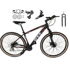 Bicicleta Aro 29 GTI Roma Câmbios Shimano 24v K7 Freios Hidráulicos Suspensão Com Trava Pneus Bege-Unissex