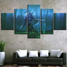 Quadro Decorativos Jogo-Dark-Souls com 5 peças 130x65 