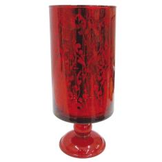 Castiçal De Vidro Vermelho 15X27Cm