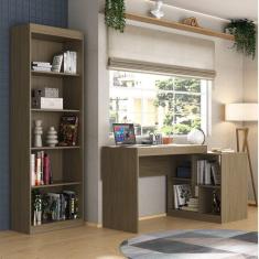 Escrivaninha 137cm Multifuncional 4 Nichos com Estante Livreiro 5 Nichos Espresso Móveis Avelã TX