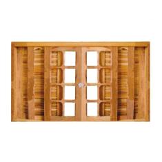 Janela de Madeira Veneziana Padrão Imbuia 100x120cm 6 Folhas Rodam Marroml