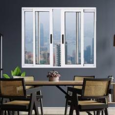 Janela Vitrô de Alumínio 4 Folhas 100 x 150cm Linha 25 Branco