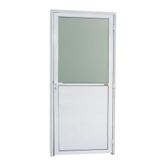 Porta de Alumínio Lambri e Vidro 210x90cm com Vidro Boreal Super Brimak Branco