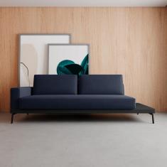 Sofá Game 2 Lugares 180 Neo Mescla Azul Jeans com base em sintético preto