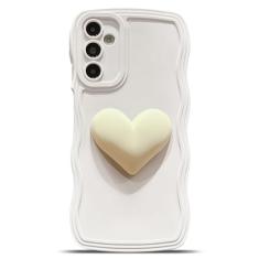 LYQZDT Capa para celular Samsung Galaxy A14 5G para mulheres e meninas, fofa Kawaii 3D amor coração estética encaracolado ondulado antiderrapante capa de câmera à prova de choque de silicone macio A14
