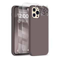 COFFKER Capa para iPhone 12 Pro Max, [2 protetores de câmera + 2 protetores de tela], capa protetora de silicone à prova de choque, capa de telefone com forro de microfibra para iPhone 12 Pro Max de