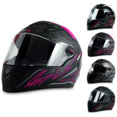 Capacete Fechado GT2 Preto Fosco Rosa Vermelho Fosco E Brilhante Com N