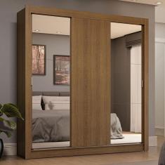 Guarda-roupa Casal 3 Portas Correr Espelhos 4 Gavetas