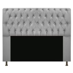 Cabeceira Lady Estofada com Strass 160 cm para Cama Box Queen Suede Cinza Quarto - AM Decor