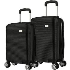 Kit Mala de Viagem 2 Peças Bordo e Grande - C/ 4 Rodinhas 360º - EAGLE