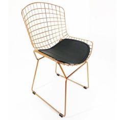 Cadeira para cozinha BERTOIA maciça cobre assento preto - Poltronas do