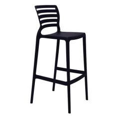 Banqueta para Bar Alta Tramontina Sofia Preta em Polipropileno Empilhá