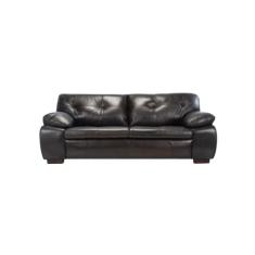 Sofá de Couro Marselha 3 lugares Preto Iguana - Mempra