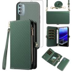 Asuwish Capa de celular para Motorola Moto G Stylus 5G 2022 com zíper carteira destacável com protetor de tela de vidro temperado alça transversal flip porta-cartões XT2215-1 XT2215-4 XT2215DL