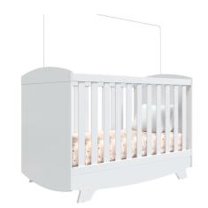 Berço Moveis Peroba Cris Retro Americano mini cama MDF, Branco e Amênd