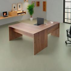Mesa de Escritório em L Madeira 148x148 Nogal/Preto realme