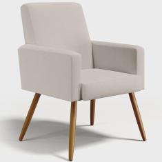 Poltrona Decorativa Para Sala de Estar e Recepção Maria W01 Pés Palito Linho Cru - Lyam Decor