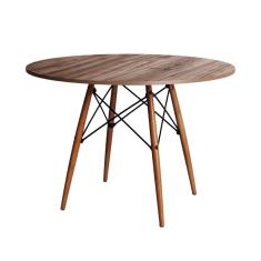 Mesa Dkr Eiffel Redondo Tampo De Madeira 90cm Amêndoa - Cor: Marrom