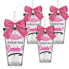 Kit 4 Copos Convite Personalizado Para Daminha Acrílico