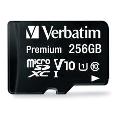 Verbatim Cartão de memória microSDXC premium de 256 GB com adaptador UHS-I V10 Classe 10 suporta velocidade Full HD (1080p) U1 com velocidade de leitura de até 100 MB/s