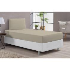 Lençol cama solteiro cor bege macio e confortável 400 fios