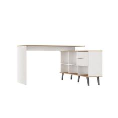 Mesa Escrivaninha em L 137x128cm 2 Gavetas 5 Nichos 0747 Menu Moveis