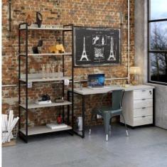 Kit Industrial 3 Peças 1 Escrivaninha 1 Estante e 1 Gaveteiro Kuadra -